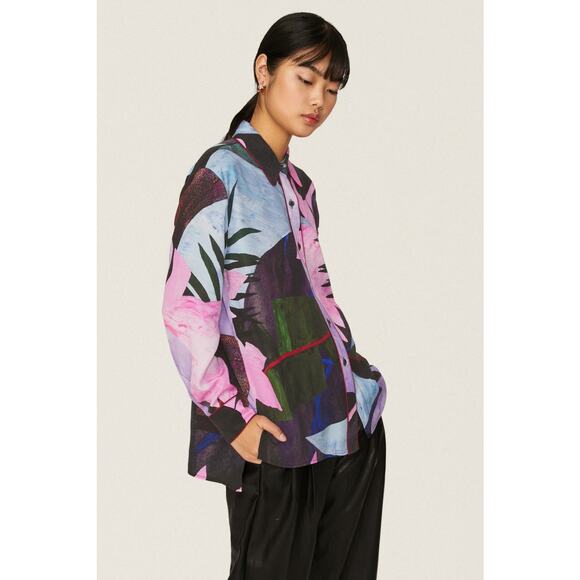 UNTITLED IN MOTION Multicolor Floral Print Collared Button Up Shirt Size S - Picture 2 of 16